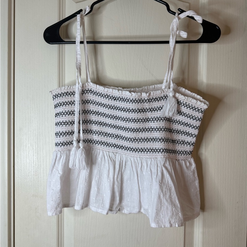Studio 1940 Black Patterned White Tank Top